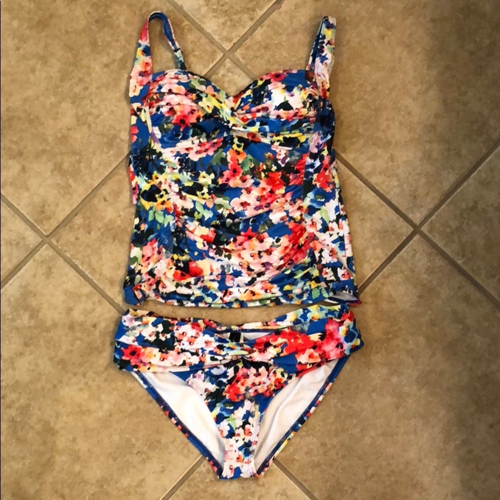 Floral Ruched La Blanca Tankini
